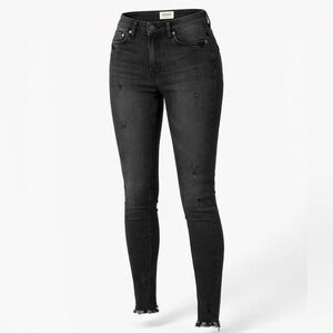 Anthropologie EVIDNT Black Hermosa Distressed Frayed Skinny Jeans Womens SZ 26